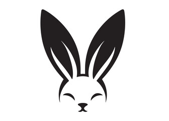 silhouette bunny ear logo vector illustration, easter bunny ear logo vector silhouette, rabbit ear head logo silhouette vector design, bunny rabbit head ear logo vector silhouette on white background