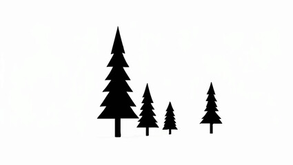 Fototapeta premium Three Evergreen Trees Silhouette on White Background