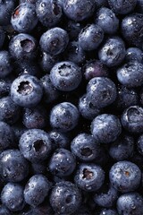 Fresh Blueberries with Water Droplets on Dark Background