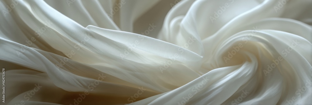 Aufkleber soft white drapery with flowing waves and elegant texture patterns