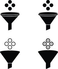 Data Funnel Icon Set – Marketing Filter, Sales Conversion, Big Data, Information Flow Concept Vector