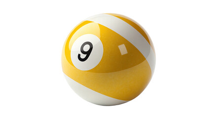 pool ball number nine on transparent background 