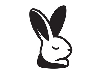 silhouette bunny ear logo vector illustration, easter bunny ear logo vector silhouette, rabbit ear head logo silhouette vector design, bunny rabbit head ear logo vector silhouette on white background