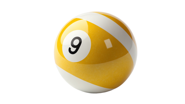 pool ball number nine on transparent background 