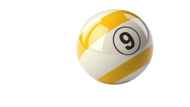 pool ball number nine on transparent background 
