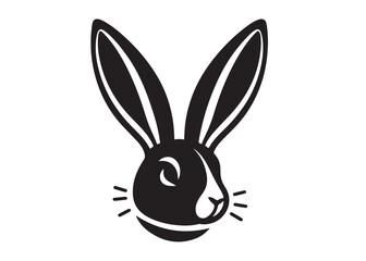 silhouette bunny ear logo vector illustration, easter bunny ear logo vector silhouette, rabbit ear head logo silhouette vector design, bunny rabbit head ear logo vector silhouette on white background