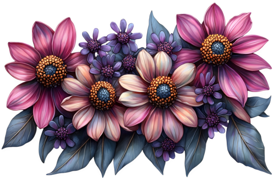 Blooming medicinal herb echinacea purpurea or coneflower isolated on white background