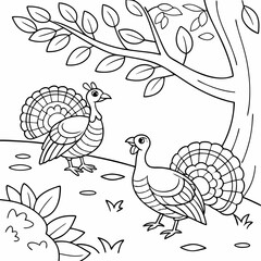Coloring page Turkey Vector black and white coloring pages Illustration
