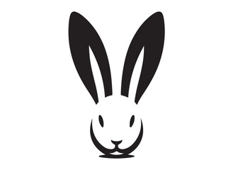 silhouette bunny ear logo vector illustration, easter bunny ear logo vector silhouette, rabbit ear head logo silhouette vector design, bunny rabbit head ear logo vector silhouette on white background
