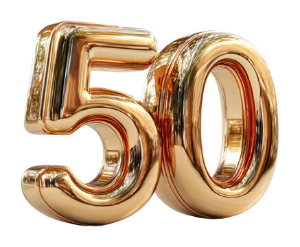 Golden 50th anniversary celebration party venue decoration festive atmosphere view milestone isolated on transparent background