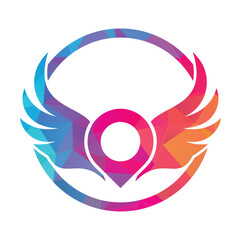 Obraz premium Wing map pin vector logo design.