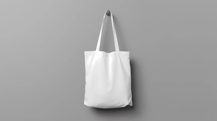 White tote bag mockup on a grey background