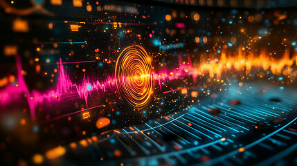 Obraz premium Colorful Radio Waves and Music Notes for World Radio Day