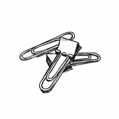 Binder clips illustrated as items needed by a schoolchild icon  