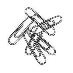 Paper clips stacked in a chaotic arrangement for schoolchild icon  