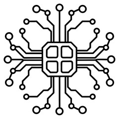 Obraz premium Artificial Intelligence Circuit Minimalist Line Art Vector Icon Modern Tech Outline Design
