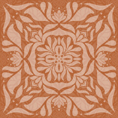 Cream-colored flowers on a light brown background, seamless