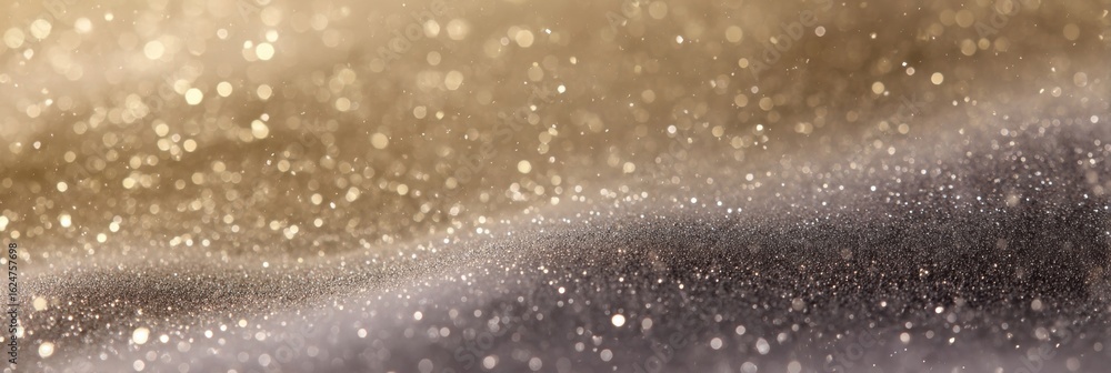 Poster shimmering gold and silver background with sparkling bokeh effect