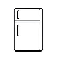 Simple Line Art Illustration of a Double-Door Refrigerator, Minimalist Kitchen Appliance Icon, Clean Modern Design.