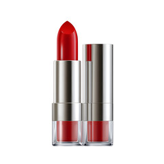 Obraz premium Modern photorealistic red lipstick on mirror, isolated on the transparent background