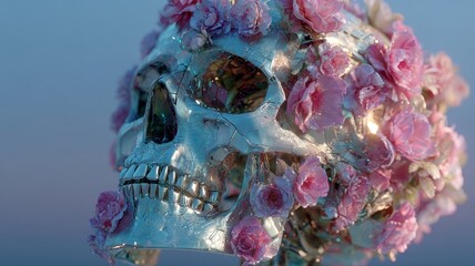 Naklejka premium Elegant Floral Skull Decoration with Artistic Detailing