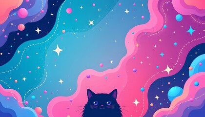 Cosmic Nebula Illustration with Playful Colors