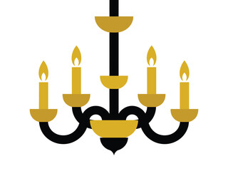 Fototapeta premium Elegant gold and black chandelier with five candle lights