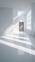 Fototapeta premium Bright and Minimalist Interior Space with Natural Light and Shadows