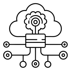 AI Cloud Computing Minimalist Line Art Vector Icon  Modern Technology Design