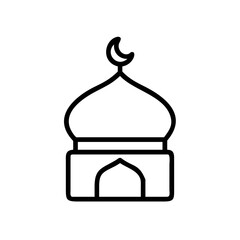 Mosque islamic building vector icon design for ramadan kareem eid mubarak and muslim community celebration art