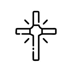 Obraz premium Christian cross icon vector illustration symbol of faith religion jesus christ church crucifixion easter line art
