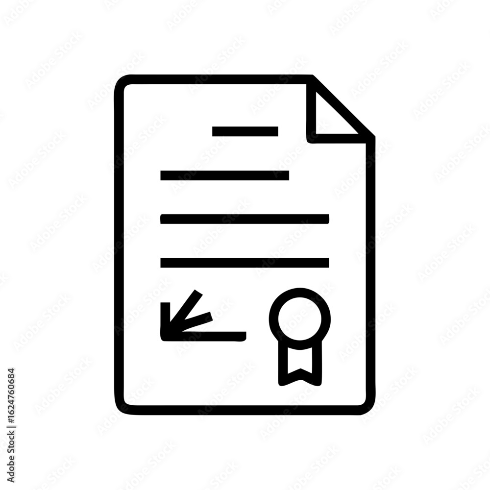 Poster document certificate icon vector design for business contract agreement and official paper verificat