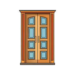 Obraz premium Classic Six Raised Panel Door Vector Illustration