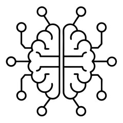 AI Brain Icon – Minimalist Line Art Vector Design, Modern Tech Symbol
