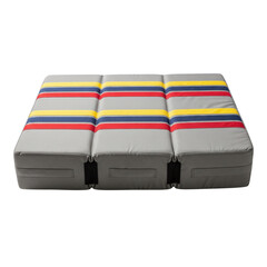 Tri-fold portable mattress with colorful stripes