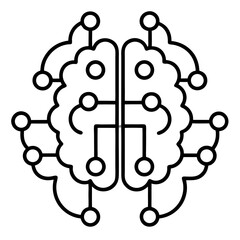 AI Brain Icon &ndash; Minimalist Line Art Vector Design, Modern Tech Symbol
