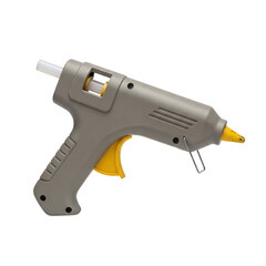 Hot glue gun with yellow trigger isolated