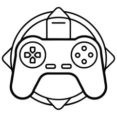 Black and white gaming controller icon video game joystick