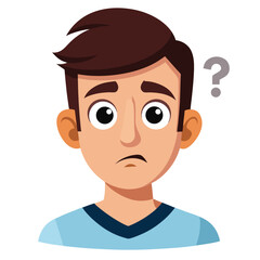 Confused person with question mark male cartoon
