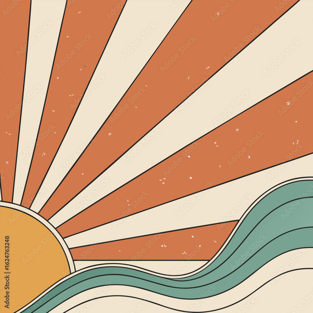 Poster abstract geometric sunburst pattern with radiating lines and circular elements ideal for decorative 
