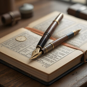 Fountain Pen with Book 3d