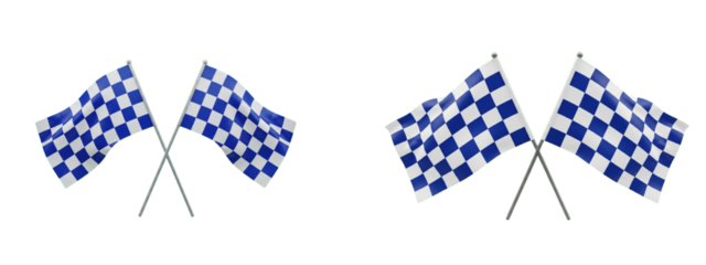 Two crossed blue and white checkered flags