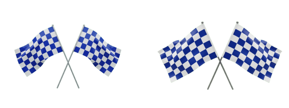 Two crossed blue and white checkered flags