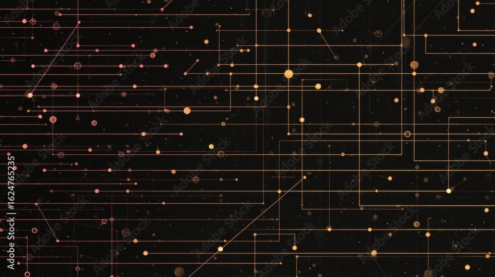 Poster abstract digital background with lines and dots in gold hues