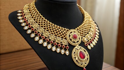 Pure 24 carat gold jewellery necklace, generative.ai
