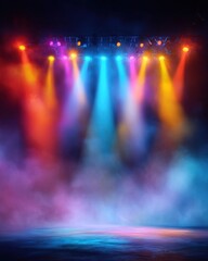 Colorful Stage Lights Illuminating Dark Space for Performance Event