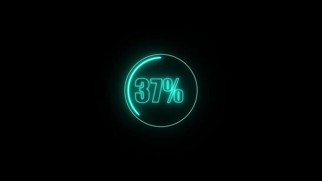 glowing neon cyan color Circle Loading animation from 0 to 75 with transparent background. neon circle frame loading icon animation, Modern User Interface Design Concept, on a white Background
