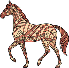 Obraz premium Elegant horse with intricate tribal patterns and warm earthy tones