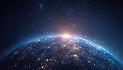 Fototapeta premium Global network, Earth from space, interconnected continents