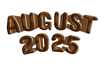 Modern 3D Text “ August 2025” Brown Dot Pattern Design